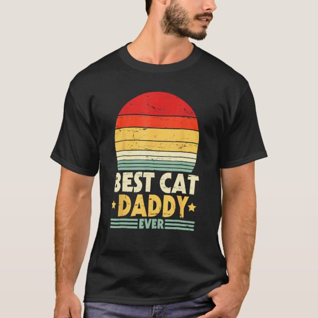Hand Touching Paw Happy Father Day Papa Best Cat D T-Shirt (Front)