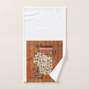 Hand Towel - Wisconsin Supper Club Map