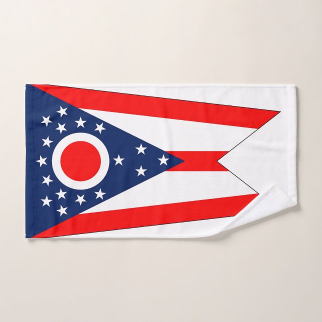 Hand Towel with Flag of Ohio State, USA (Hand Towel)