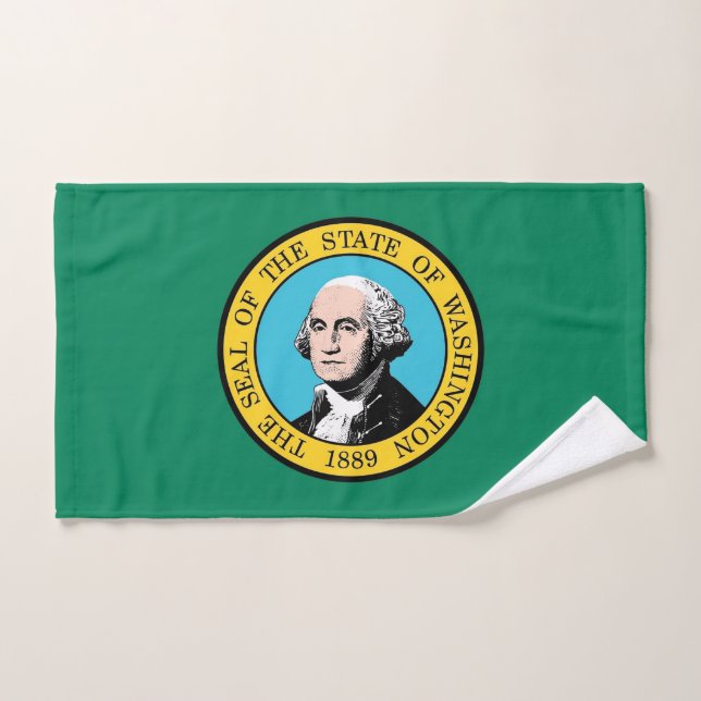 Hand Towel with Flag of Washington State, USA (Hand Towel)