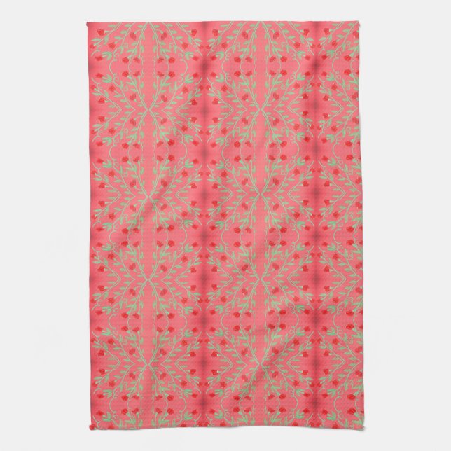 Hand Towel With Red And Pink (Vertical)