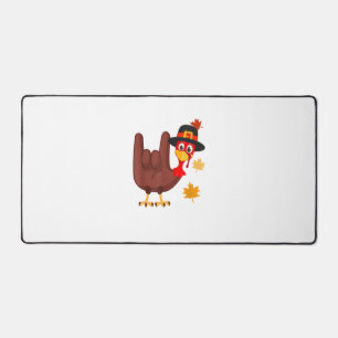 Hand Turkey American Sign Language I Love You Than Desk Mat