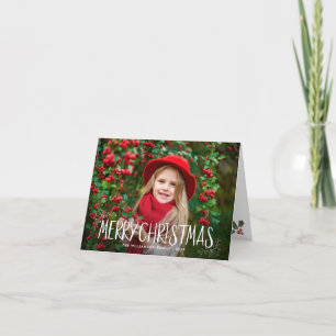 hand typography merry christmas photo card