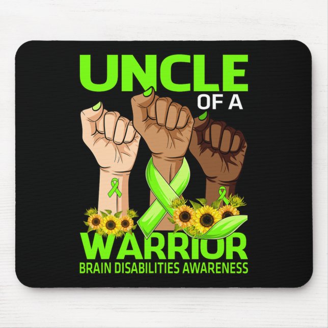 Hand Uncle Of A Warrior Brain Disabilities Awarene Mouse Mat (Front)