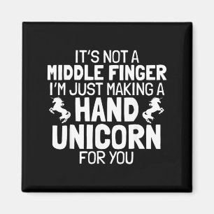 Hand Unicorn Middle Finger Funny Sarcastic Crude Magnet
