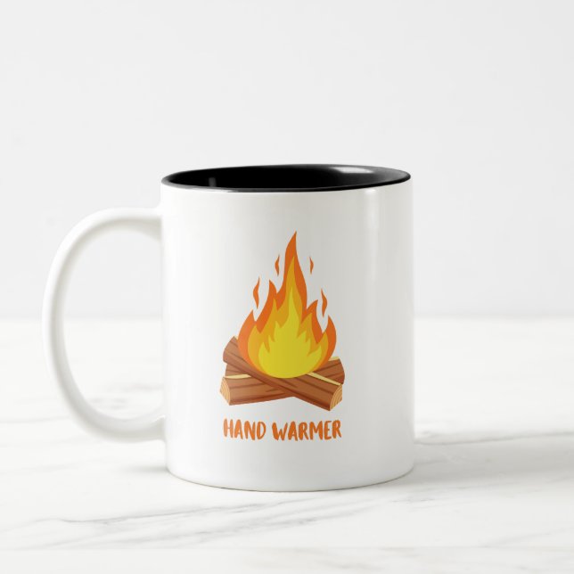 Hand Warmer Camp Fire  Two-Tone Coffee Mug (Left)