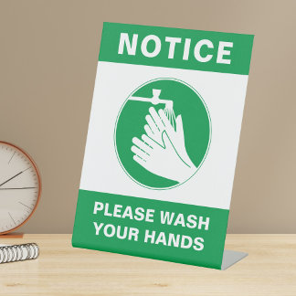 Hand Wash Safety Tabletop Sign