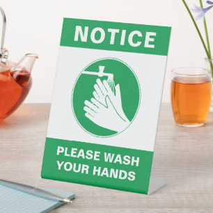 Hand Wash Safety Tabletop Sign