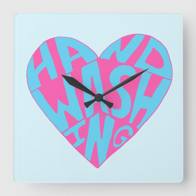 Hand Washing Hand Square Wall Clock (Front)
