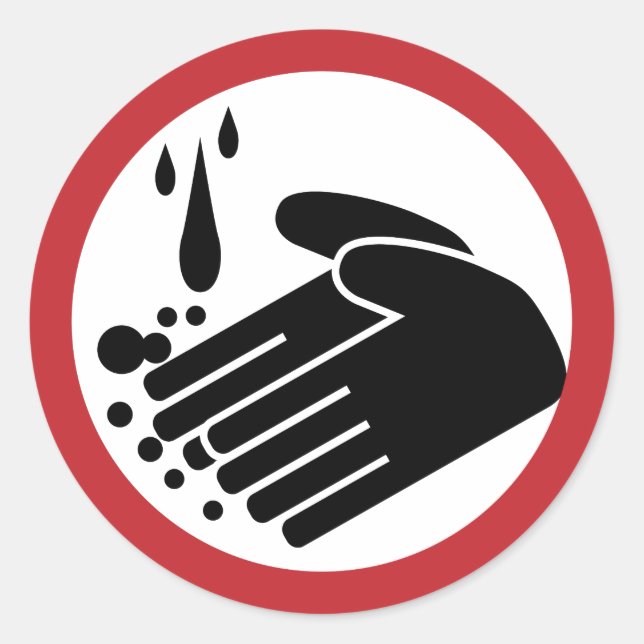 Hand Washing Symbol Classic Round Sticker (Front)