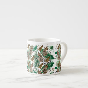 Hand Watercolor Jaguar and Safari Greenery Espresso Cup