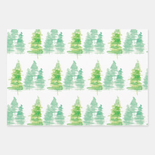 Hand Watercolored Christmas Tree Treats Mix Wrapping Paper Sheet