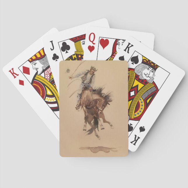 Hand-Whipping a Bronc by Edward Borein Playing Cards (Back)