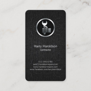 Hand Wrench Black Grunge Contractor Business Card
