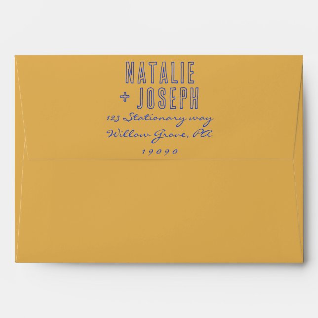 Hand Writing Bold Retro Bright Fun Unique Wedding Envelope (Back (Top Flap))