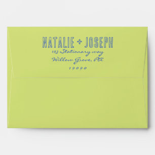 Hand Writing Green Retro Bright Fun Unique Wedding Envelope