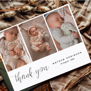 Hand-written 3 Photos Baby Shower Thank You Postcard