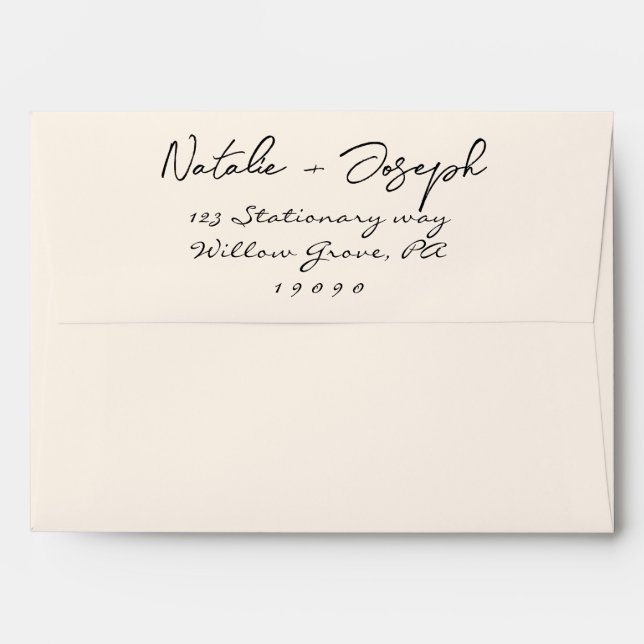 Hand Written Bold Retro Trendy Whimsical Wedding Envelope (Back (Top Flap))