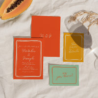 Hand-Written Bright Orange Retro Unique Wedding  I