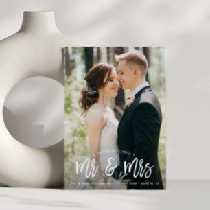 Hand written brush script wedding announcement