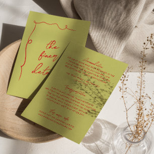 Hand-Written colourful Bold Modern Wedding Details Enclosure Card