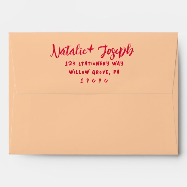 Hand-Written Colourful Retro Bold Funky Wedding Envelope (Back (Top Flap))