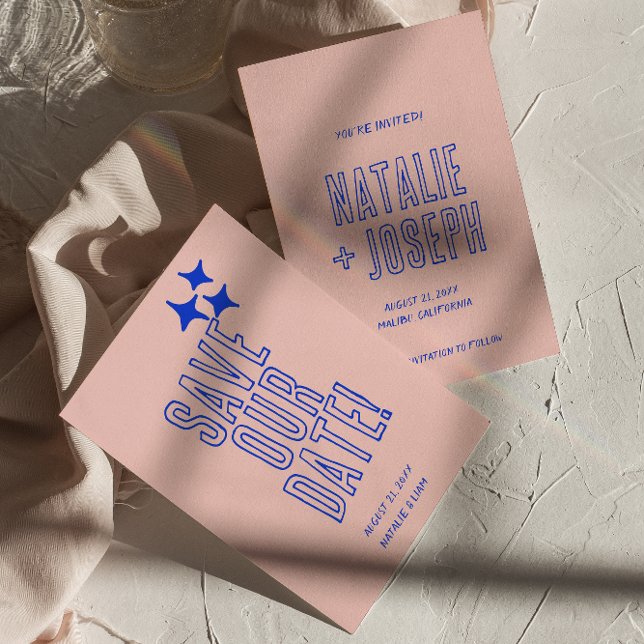 Hand Written Colourful Retro Bold Modern Wedding  Save The Date (Creator Uploaded)