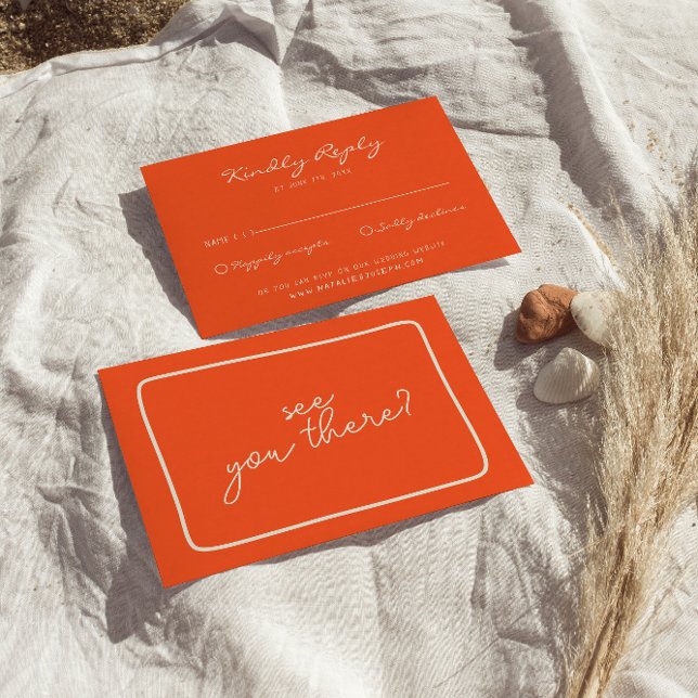 Hand-Written Colourful Retro Bold Unique Wedding RSVP Card (Creator Uploaded)