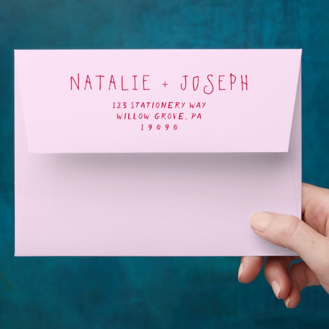 Hand-Written Colourful Retro Bright Funky Wedding Envelope (Hand)