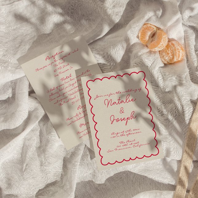 Hand-Written Colourful Retro Fun All In One Weddin Invitation (Creator Uploaded)