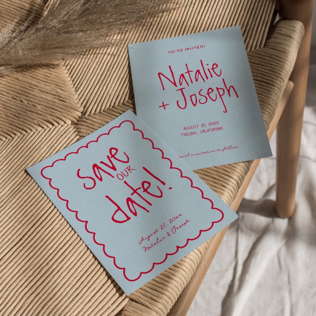 Hand Written Colourful Retro Funky Modern Wedding Save The Date (Creator Uploaded)