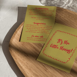 Hand-Written colourful Retro Modern Wedding Detail Enclosure Card