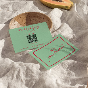 Hand-Written Colourful Retro Unique QR Code Weddin RSVP Card