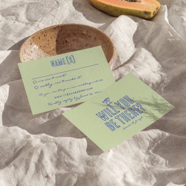 Hand Written Drawn Colourful Retro Funky Wedding  RSVP Card (Creator Uploaded)