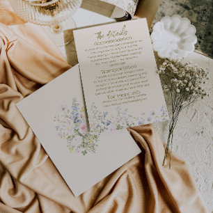 Hand Written Drawn Floral Summer Wedding Details  Enclosure Card