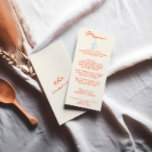 Hand Written Drawn Painted Quirky Unique Wedding Menu<br><div class="desc">A colourful retro funky modern vivid red wedding dinner menu. Which features chic template design of boho vintage milky beige background and orange typography and hand written menu in orange. And hand drawn champagne glass and bottle in sky blue colour . . Perfect and matching with the whole suite.</div>
