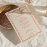 Hand Written Drawn Painted Unique Funky Wedding Menu<br><div class="desc">A colourful retro funky modern vivid red wedding dinner menu. Which features chic template design of boho vintage milky beige background and red typography and hand written menu in red . And hand drawn painted frame . . Perfect and matching with the whole suite.</div>