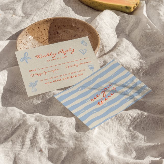 Hand Written Drawn Painted Whimsical Fun Wedding RSVP Card (Creator Uploaded)