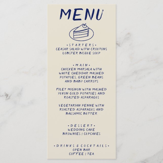 Hand Written Drawn Retro Bold Modern Boho Wedding Menu (Front)