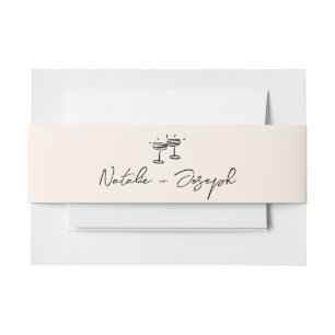 Hand Written Drawn Retro Calligraphy Boho Wedding Invitation Belly Band