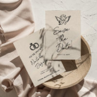 Hand Written Drawn Retro Cupid Quirky Wedding