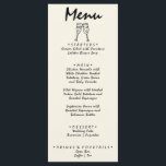 Hand Written Drawn Retro Quirky Unique Wedding Menu<br><div class="desc">A colourful retro funky modern vivid red wedding dinner menu. Which features chic template design of boho vintage milky beige background and black typography and hand written menu in black. And hand drawn champagne glasses . With cream back background with monogram in the back. Perfect and matching with the whole...</div>