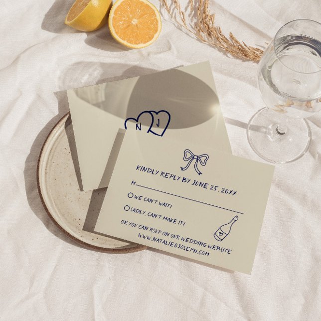 Hand Written Drawn Retro Unique Modern Wedding  RSVP Card (Creator Uploaded)