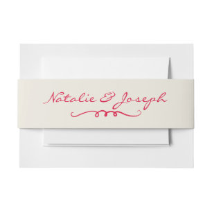 Hand Written Drawn Retro Whimsical Fun Wedding  Invitation Belly Band