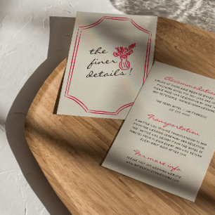 Hand Written Drawn Retro Whimsical Wedding Details Enclosure Card