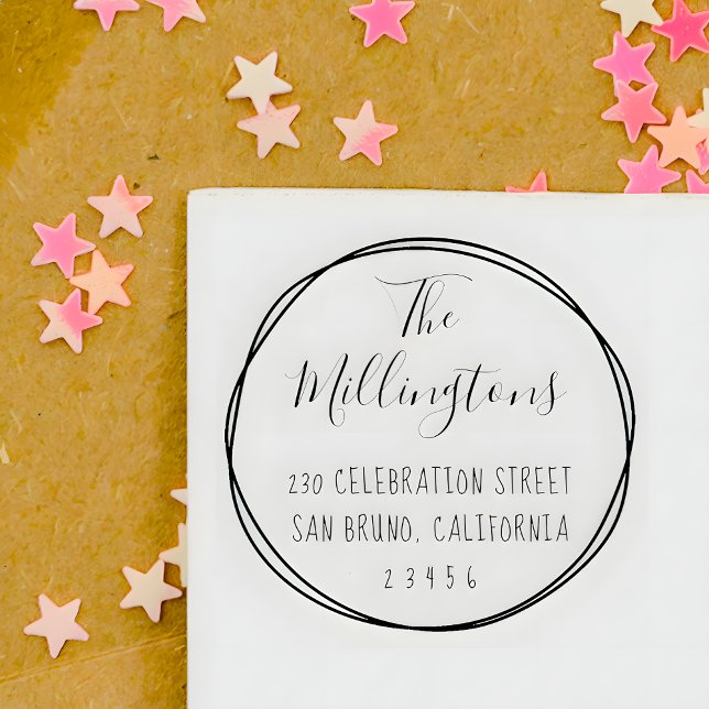 Hand Written Family Name Script Return Address Rubber Stamp (Creator Uploaded)