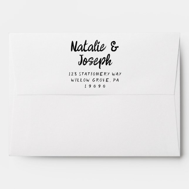 Hand Written Fun Retro Unique Boho Modern Wedding Envelope (Back (Top Flap))