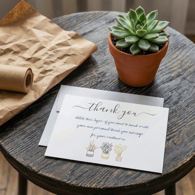 Hand written house plant thank you insert card. card (Hand written house plant thank you insert card.)