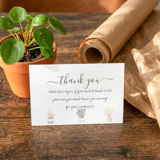 Hand written house plants thank you insert card. (Hand written house plants thank you insert card..)