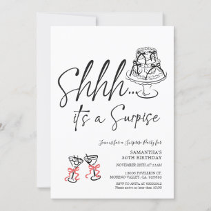 Hand Written It's a Surprise Cake Birthday Party Invitation